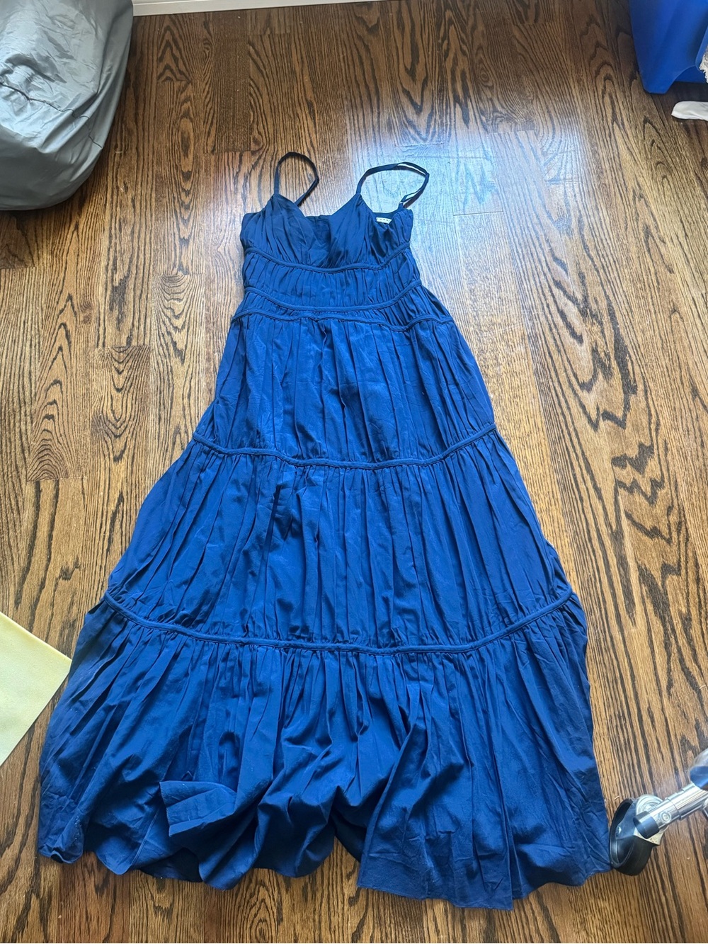 Trina Turk Royal Blue Tiered Spaghetti-Strap Maxi Dress